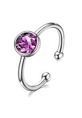 catchy small stackable white gold silver February birthstone baby ring